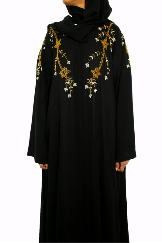 Golden Elegance Embroidered Abaya