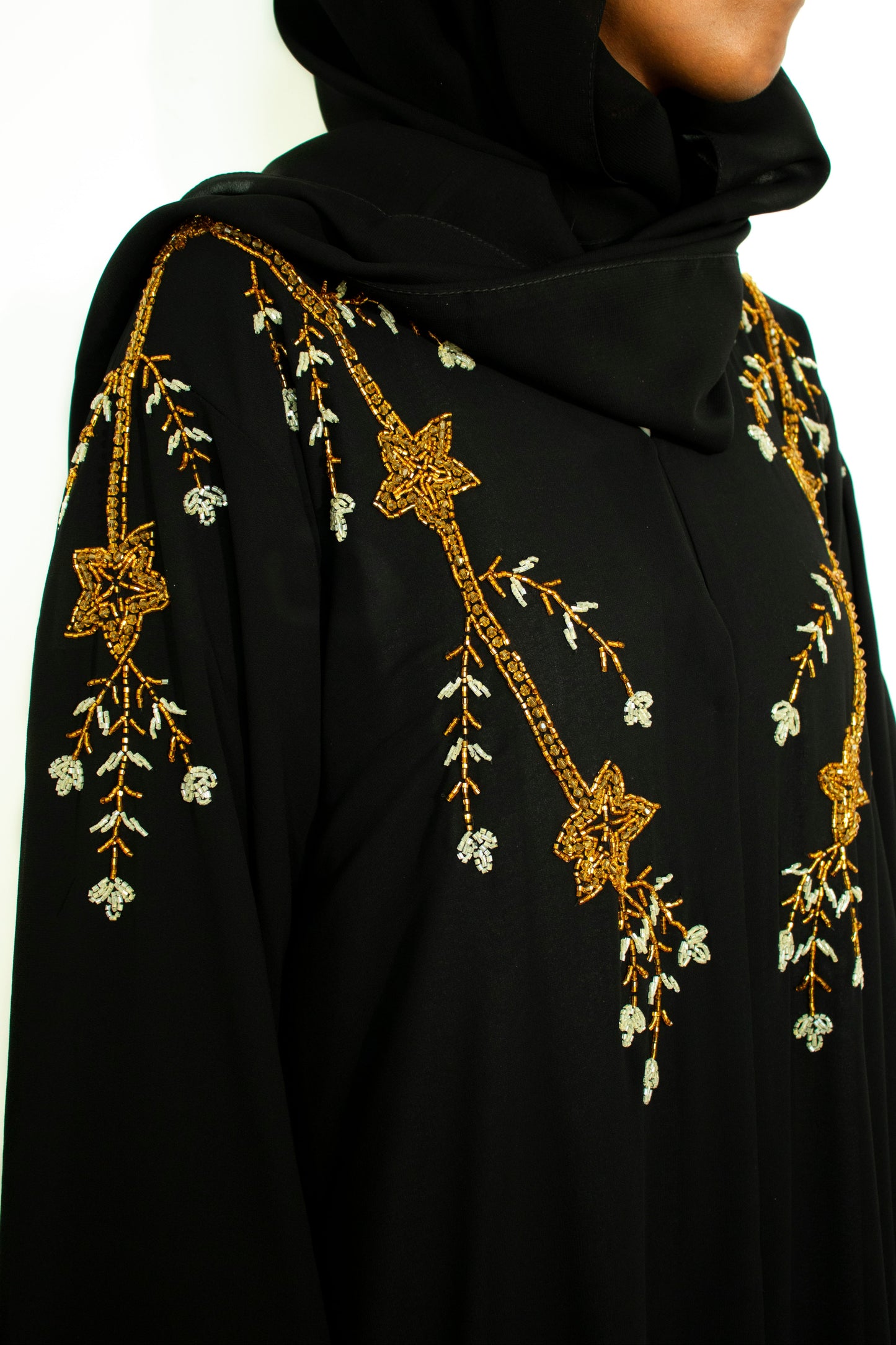 Golden Elegance Embroidered Abaya