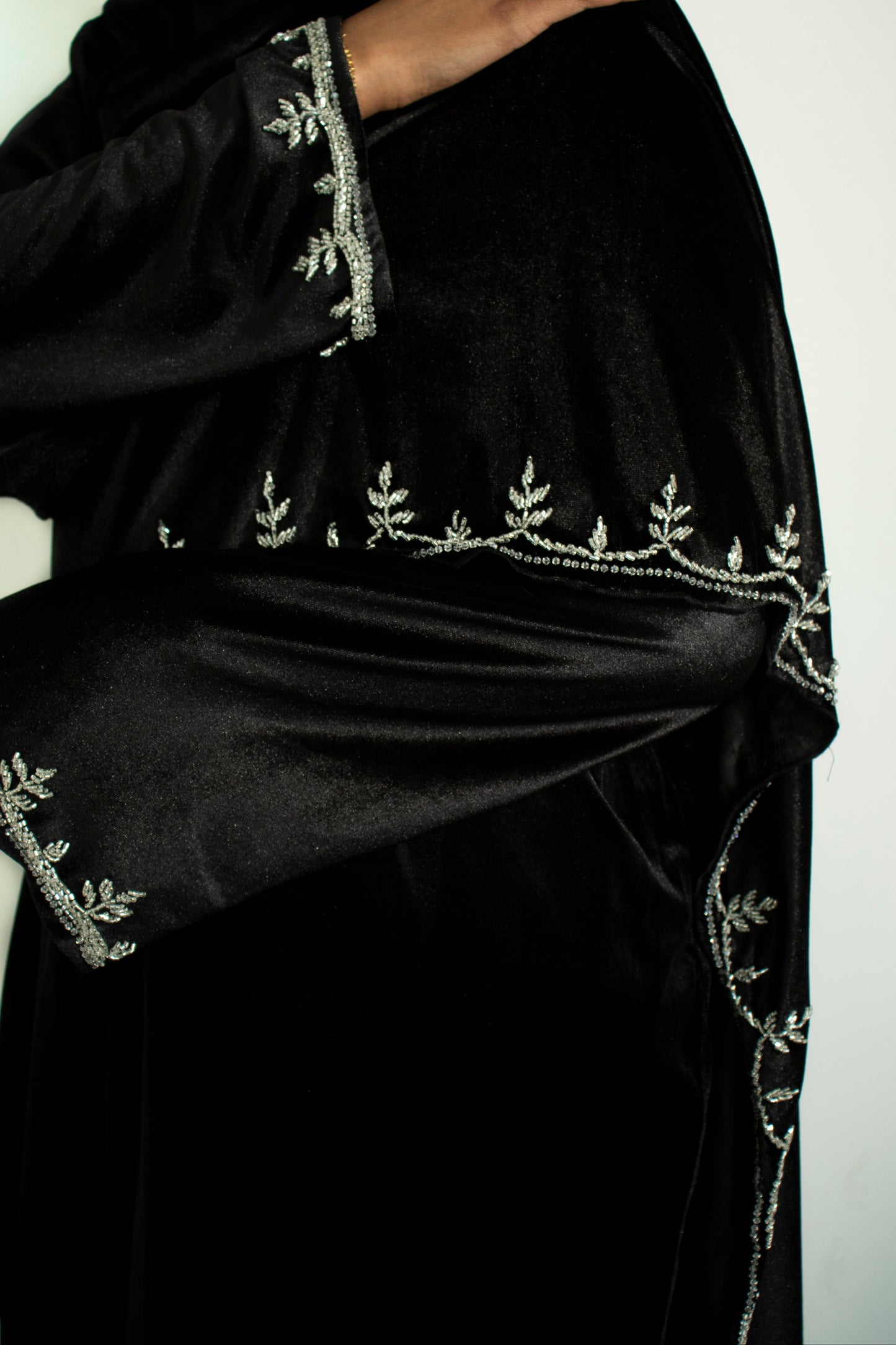 Luxe Velvet Embroidered Abaya Set