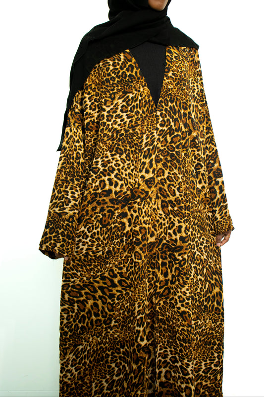 Wild Elegance 2-Piece Leopard Print Abaya Set